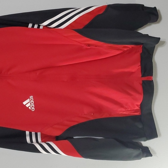 Adidas jacket men's sz medium black red white stripes Adidas logo y2k po… - Picture 3 of 16
